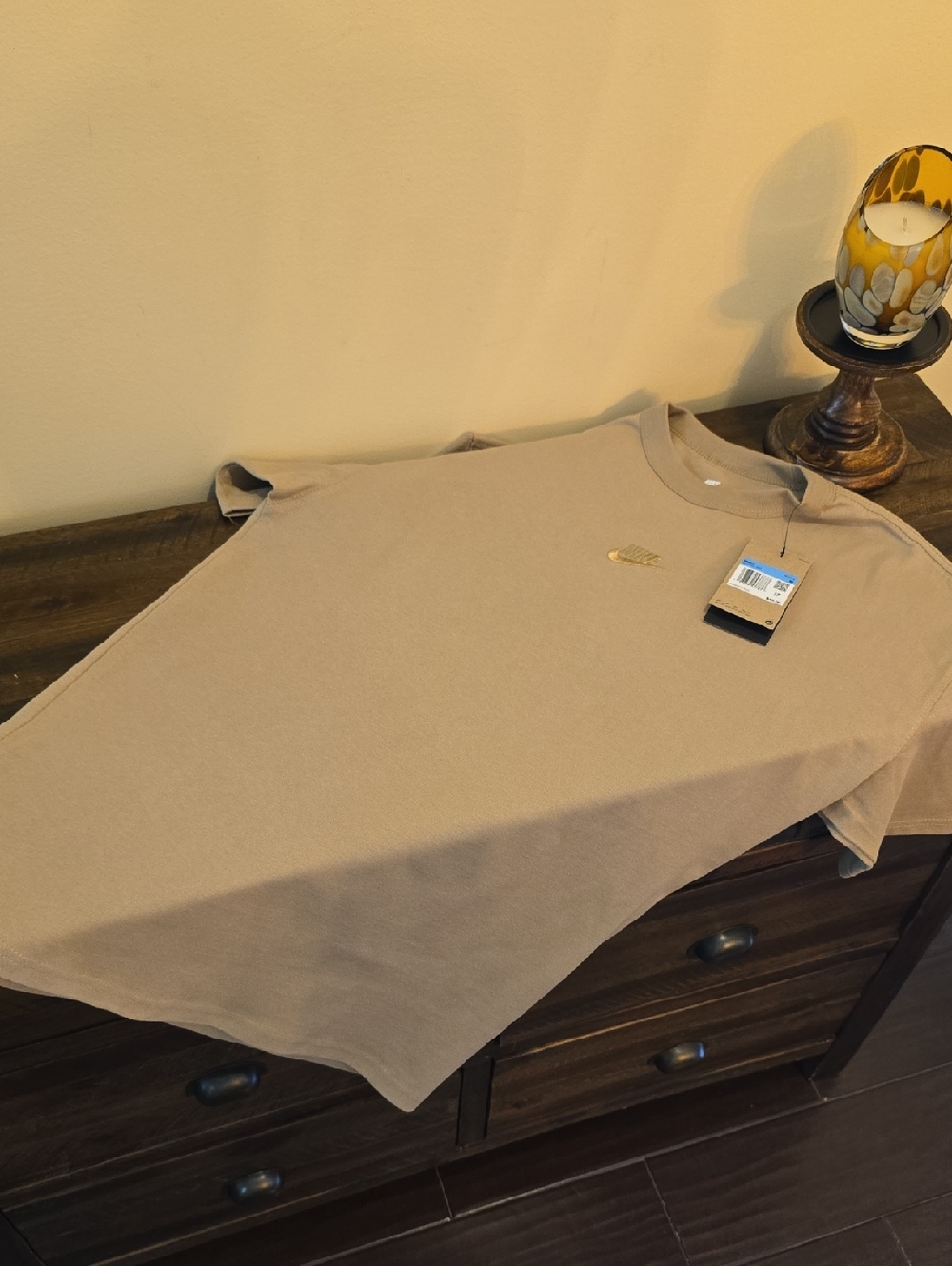 Mens Nike Classic Taupe Crewneck Tee with Matching Logo - Picture 2 of 10